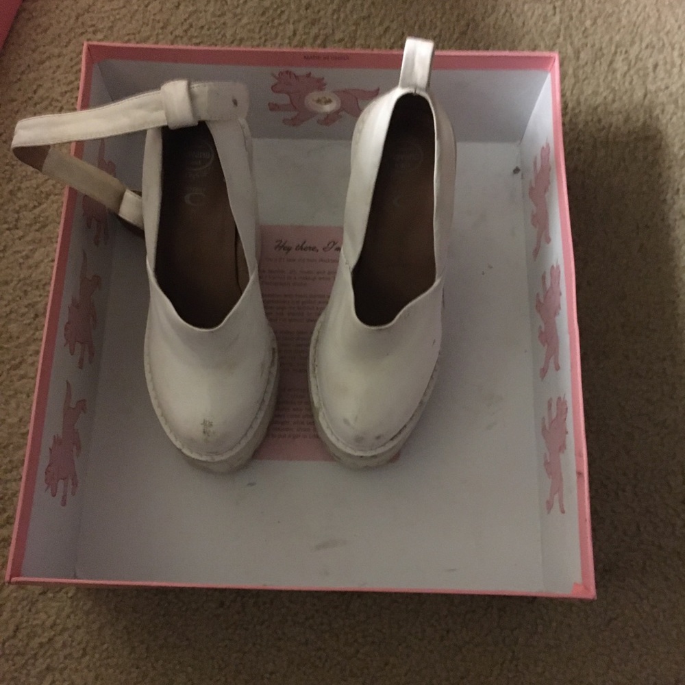 White wedge heels